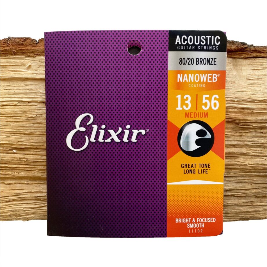 E11102 Elixir NanoWeb 80-20 Bronze 13-56 Medium struny do gitary akustycznej