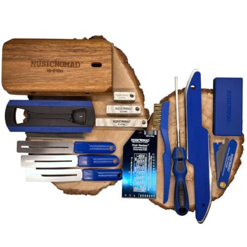 MN880 Music Nomad Premium Guitar Tech Fret Tool Set - 18 pcs - kompletny zestaw do progów gitarowych - koronowanie, wykańczanie krawędzi, szlif punktowy, polerowanie - wszystko co potrzeba do wykończenia progów.